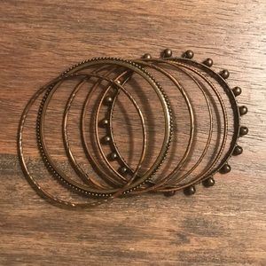 Set of six copper bangles
